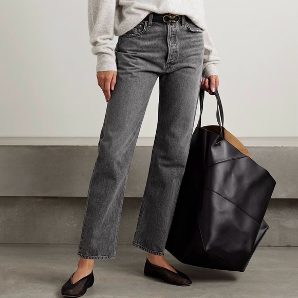 Agolde Denim - AGOLDE 90s Pinch Waist Cropped High Rise Straight Leg Jeans Washed Black Size 27